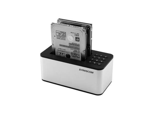 Freecom mDock - HDD-dokkestasjon - brønner: 2 - 2.5" - USB 3.1 (Gen 1) - svart, sølv