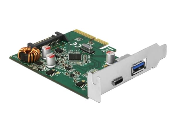 Delock - USB-adapter - PCIe 3.0 x4 lav profil - USB-C 3.1 Gen 2 x 1 + USB 3.1 Gen 2 x 1