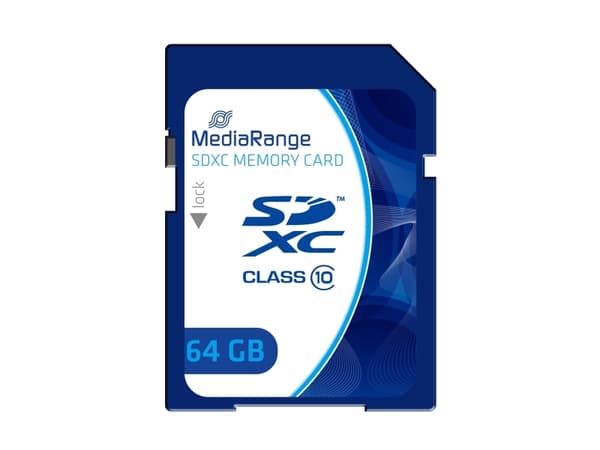 MediaRange - Flashminnekort - 64 GB - Class 10 - SDXC - blå