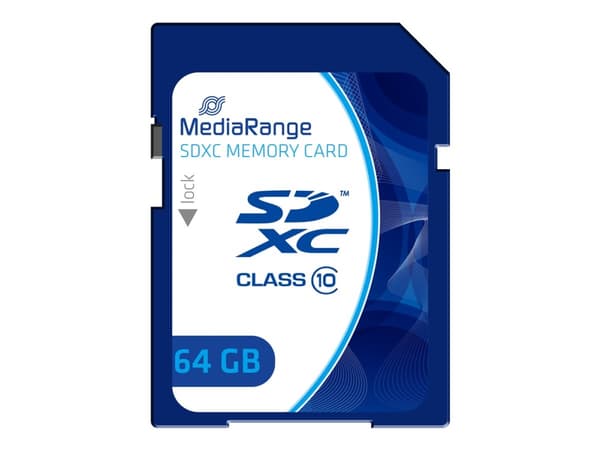 MediaRange - Flashminnekort - 64 GB - Class 10 - SDXC - blå