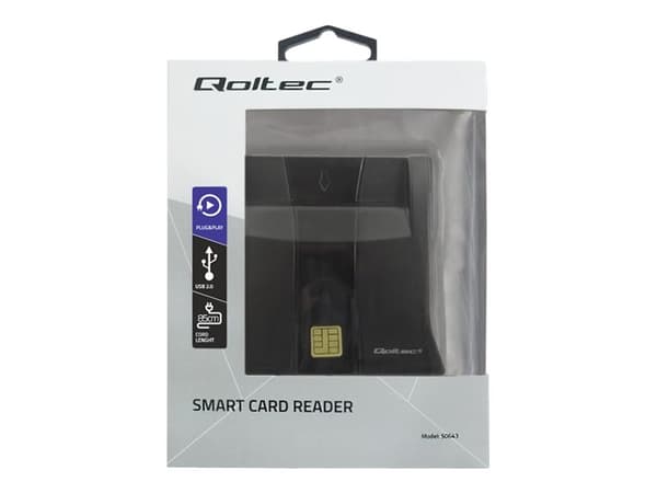 Qoltec 50643 - SMART-kortinlukija - USB 2.0 - musta