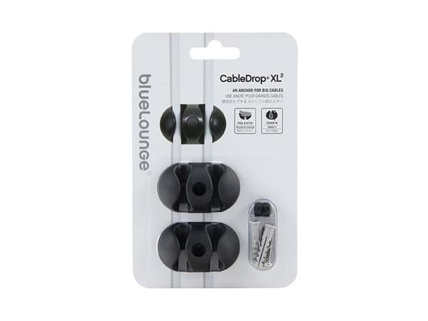 Bluelounge CableDrop XL2, Kaapeliankkuri, Musta, 3 kpl, Compatible with large cords. Choose the appropriate size for the number of cords you’re secur