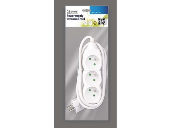Emos 1902030150, Grundläggande, Vit, 3 AC-utgångar, 1,5 m, 250 V, 10 A