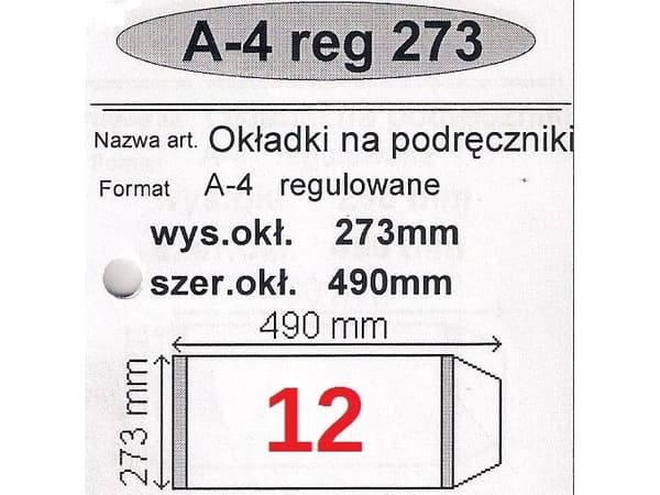 Narnia OMSLAG TIL A4 LÆREBOK, JUSTERBART NR 12 - 273mm PAKKE MED 25