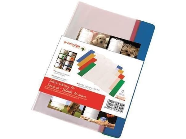 Panta Plast A4 PVC muistikirjan kansi (8kpl) MIX + tarrat (235676)