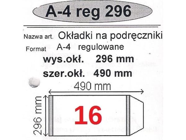 Narnia A4 REGLERADE BINDER NR.16 - 296mm/490mm PÅ 25 PACK