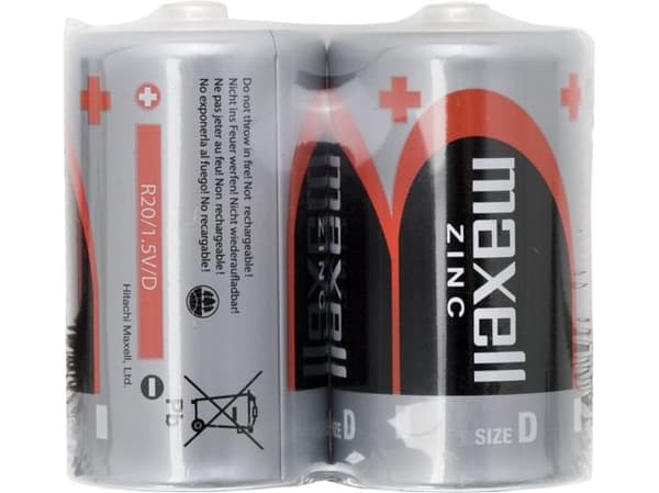 Maxell Super Ace, Engangsbatteri, Sink-Karbon, 1,5 V, 106 g, R20P