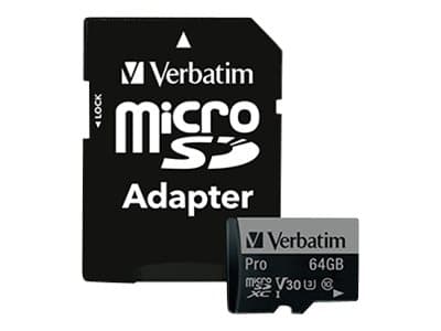 Verbatim PRO - Flashminnekort (SD-adapter inkludert) - 64 GB - UHS Class 3 / Class10 - 300x/600x - microSDXC UHS-I