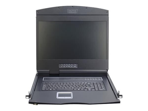 Digitus Professional DS-72211-2GE - KVM-konsoll med KVM-svitsj - 8 porter - Tysk - 19" - rackversjon - 1366 x 768 @ 60 Hz - 1000:1 - sortering, RAL 9