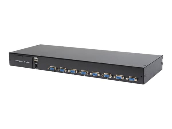 Digitus Professional DS-72211-2GE - KVM-konsol med omkopplare för tangentbord/video/mus - 8 portar - tyska - 19" - kan monteras i rack - 1366 x 768 @