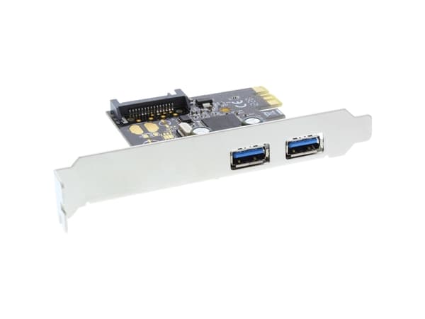 På linje? Grensesnittkort, 2x USB 3.0, PCIe, med SATA-strøm, inkl. lavprofilsporbrakett (76666L)