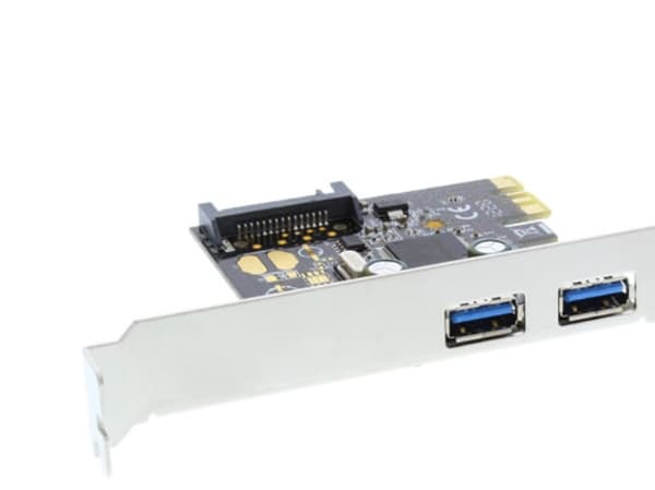 På linje? Grensesnittkort, 2x USB 3.0, PCIe, med SATA-strøm, inkl. lavprofilsporbrakett (76666L)