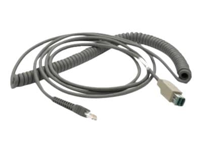 Zebra - USB-/virtakaapeli - 5 - 12 V - 4,57 m - kierretty - Symbol DS4308, DS7708; digitaalinen skanneri DS9308; Zebra DS4608, DS7708, DS9208, LI2208