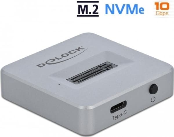 Delock M.2 Docking Station - Grensesnittsadapter - M.2 NVMe Card - USB 3.2 (Gen 2) - sølv