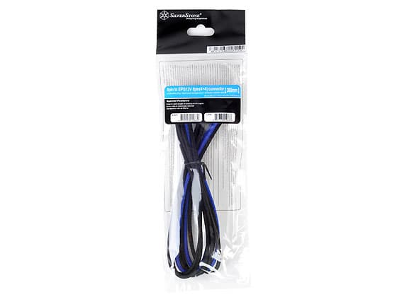 SilverStone PP07 - Strømforlengelseskabel - 8-pins EPS12V (4+4) (hann) til 8-pins EPS12V (hunn) - 30 cm - svart/blå