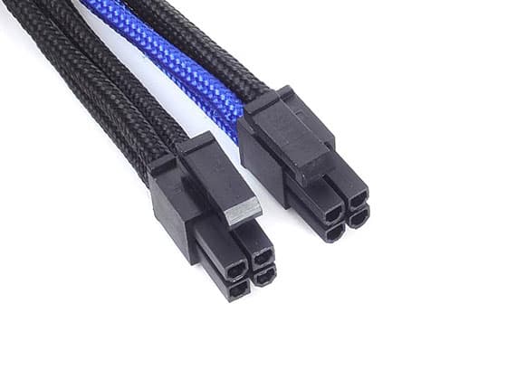 SilverStone PP07 - Strømforlengelseskabel - 8-pins EPS12V (4+4) (hann) til 8-pins EPS12V (hunn) - 30 cm - svart/blå