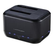 LC Power LC-DOCK-U3-III - HDD-dokkestasjon - brønner: 2 - 2,5" / 3,5" delt - SATA - USB 3.0 - svart