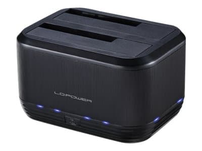 LC Power LC-DOCK-U3-III - HDD-dokkestasjon - brønner: 2 - 2,5" / 3,5" delt - SATA - USB 3.0 - svart