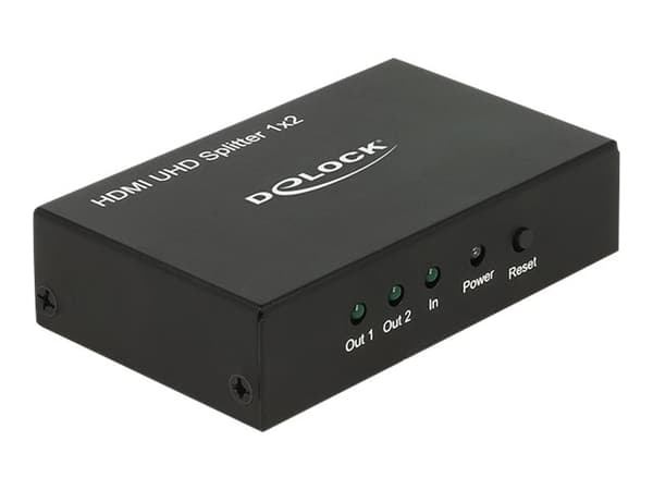 Delock HDMI UHD Splitter 1 x HDMI in > 2 x HDMI out 4K - Video/audiosplitter - 2 x HDMI - skrivbordsmodell