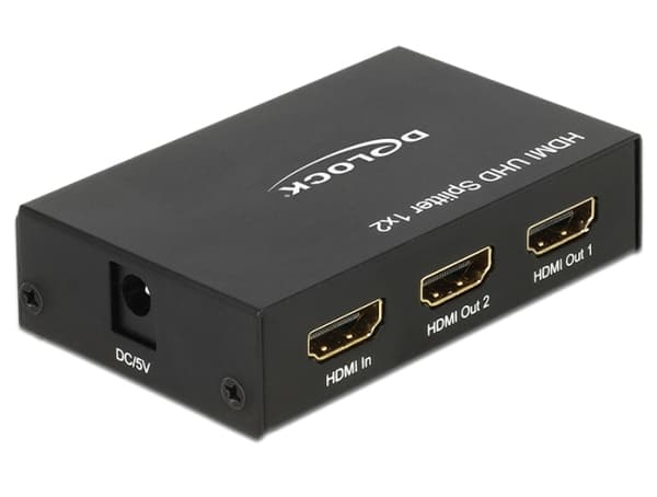 Delock HDMI UHD Splitter 1 x HDMI in > 2 x HDMI out 4K - Video/audiosplitter - 2 x HDMI - skrivbordsmodell