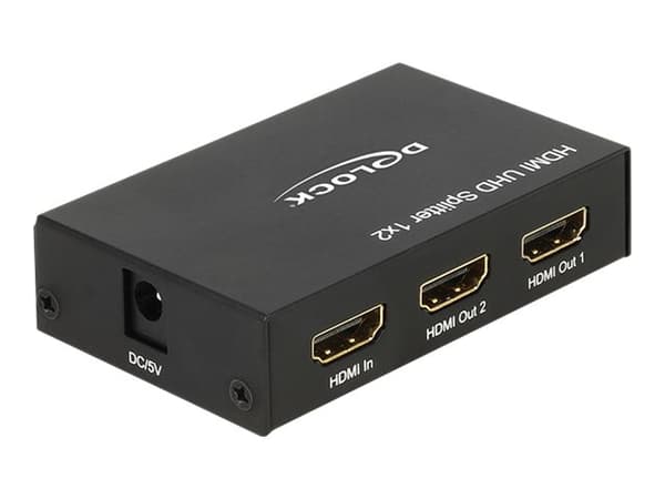 Delock HDMI UHD Splitter 1 x HDMI in > 2 x HDMI out 4K - Video/lyd-splitter - 2 x HDMI - stasjonær