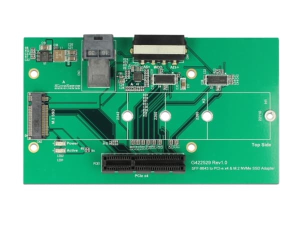 DeLOCK Adapter - U.2 SFF-8643 > PCIe x4 eller M.2 Key M Slot - NVM Express (NVMe) - 2 x LED-indikatorer for strøm og aktivitet
