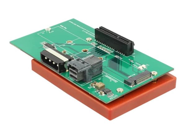 DeLOCK Adapter - U.2 SFF-8643 > PCIe x4 eller M.2 Key M Slot - NVM Express (NVMe) - 2 x LED-indikatorer for strøm og aktivitet Grønn