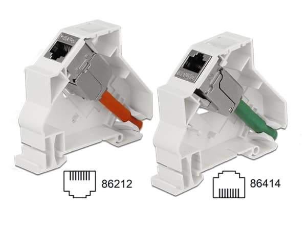 Delock - Modulinnleggs DIN-skinne monteringsbøyle - skinnemonterbar - hvit - 1 port