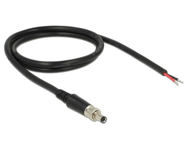 Delock - Strømkabel - DC-jakk 5,5 mm x 9,5 mm (ID: 2,5 mm) (hann) til uisolert tråd - 18 V - 2 A - 95 cm - svart