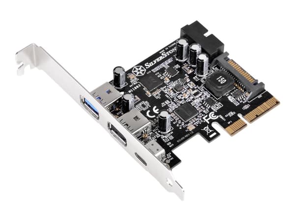SilverStone ECU05 - USB-adapter - PCIe 2.0 x2 lavprofil - USB-C 3.1 x 1 + USB 3.0 x 2 + USB 3.0 (intern) x 2
