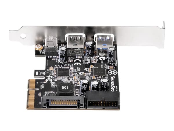 SilverStone ECU05 - USB-adapter - PCIe 2.0 x2 lavprofil - USB-C 3.1 x 1 + USB 3.0 x 2 + USB 3.0 (intern) x 2