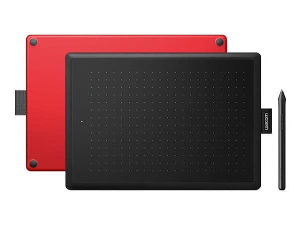 Wacom One by Wacom - Digitaliserare - höger- och vänsterhänta - 21.6 x 13.5 cm - elektromagnetisk - kabelansluten - USB - svart, röd