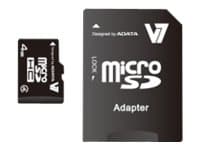 V7 VAMSDH4GCL4R-2E - Flashminnekort (microSDHC til SD-adapter inkludert) - 4 GB - Class 4 - microSDHC - svart