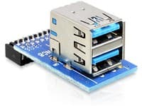 Delock USB 3.0 Pin Header - USB intern til ekstern adapter - 19 pin USB 3.0 samlekasse (hun) til USB Type A (hun)