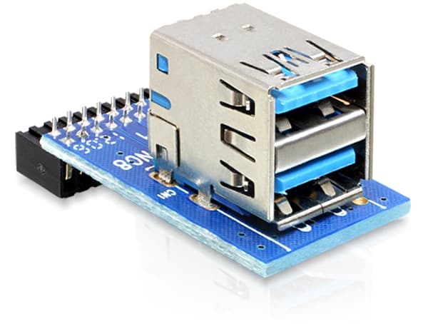 Delock USB 3.0 Pin Header - USB intern til ekstern adapter - 19 pin USB 3.0 samlekasse (hun) til USB Type A (hun)