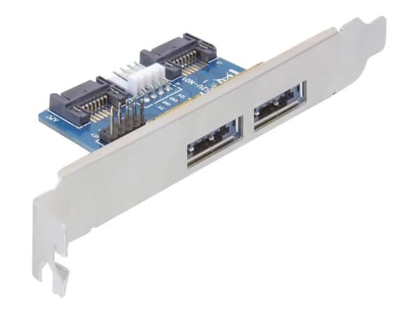 Delock Slot bracket 2x eSATAp 5V/12V with Low Profile Bracket - Lagerkabelsett - 4-pin intern strøm, SATA, 9-pins USB-header til 11 pin USB/eSATA (5/