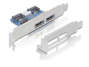 Delock Slot bracket 2x eSATAp 5V/12V with Low Profile Bracket - Lagerkabelsett - 4-pin intern strøm, SATA, 9-pins USB-header til 11 pin USB/eSATA (5/