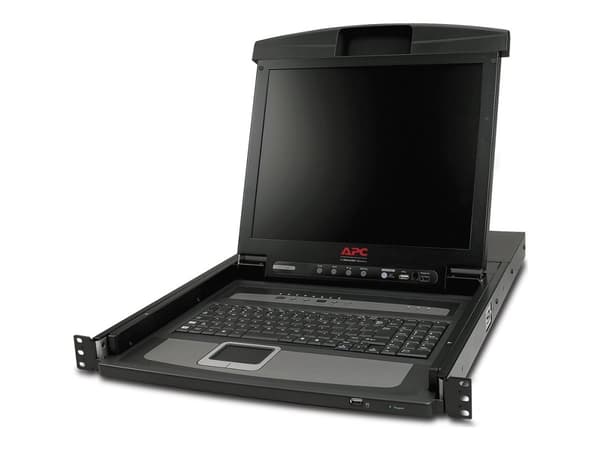 APC LCD Console - KVM-konsol med omkopplare för tangentbord/video/mus - 8 portar - PS/2 - 17" - kan monteras i rack - VGA - svart - 1U - för P/N: AR3