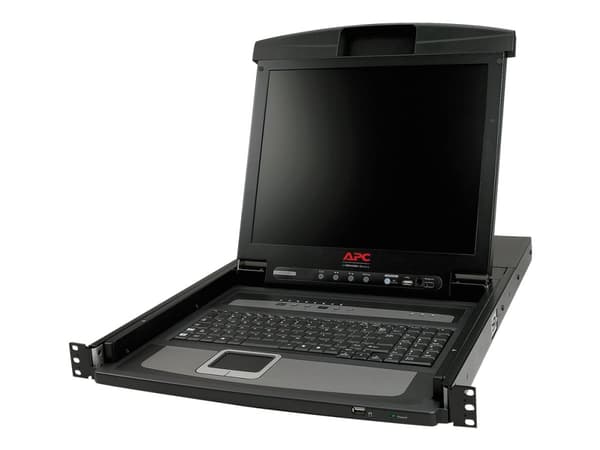 APC LCD Console - KVM-konsol med omkopplare för tangentbord/video/mus - 8 portar - PS/2 - 17" - kan monteras i rack - VGA - svart - 1U - för P/N: AR3