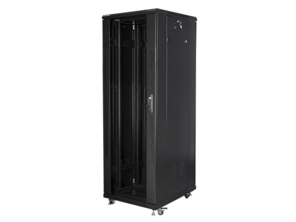 Lanberg FF01-6837-12B, Fristående rack, 37U, 800 kg, Knapplås, Kuggskenor, Justerbara fötter