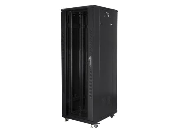 Lanberg FF01-6837-12B, Fristående rack, 37U, 800 kg, Knapplås, Kuggskenor, Justerbara fötter