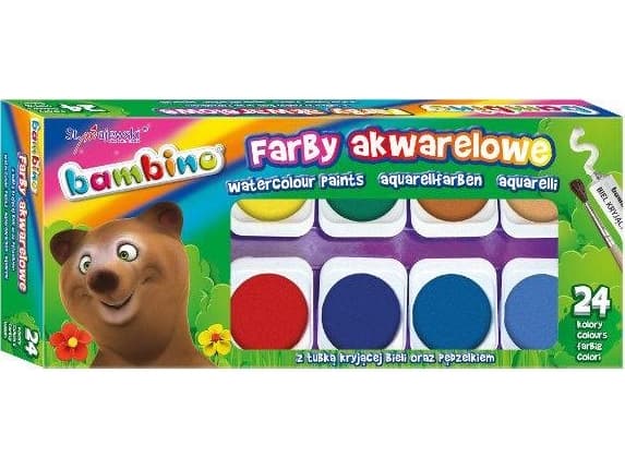 St Majewski Akvarellfärger 24 färger stor pastill Mini Zoo Bambino Pris per 1 st