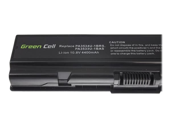 Green Cell - Batteri til bærbar PC (tilsvarer: Toshiba PA3534U-1BRS) - litiumion - 6-cellers - 4400 mAh - svart - for Toshiba Satellite A205, A215, A