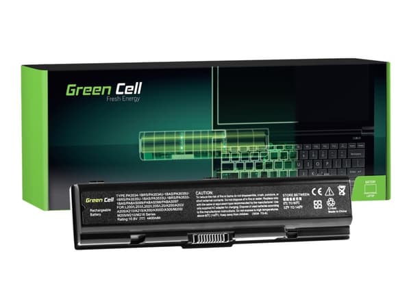 Green Cell - Batteri til bærbar PC (tilsvarer: Toshiba PA3534U-1BRS) - litiumion - 6-cellers - 4400 mAh - svart - for Toshiba Satellite A205, A215, A
