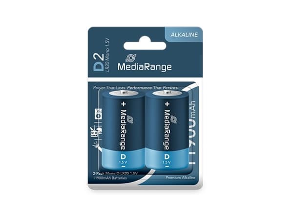 MediaRange Premium MRBAT109 - Batteri 2 x D - alkaliskt - 11900 mAh
