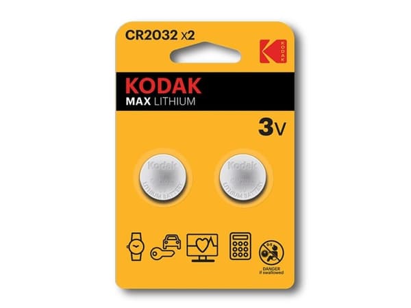 Kodak CR2032, Kertakäyttöinen akku, CR2032, Litium, 3 V, 2 kpl, 210 mAh