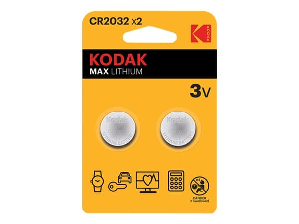 Kodak CR2032, Kertakäyttöinen akku, CR2032, Litium, 3 V, 2 kpl, 210 mAh