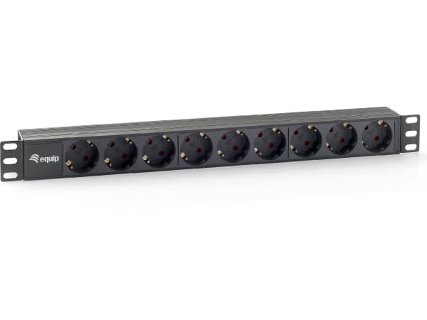 Equip 333282, 1U, horisontell, Plast, Svart, 9 AC-utgångar, 1,8 m