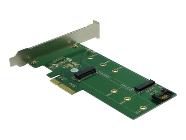 Inter-Tech KT015 - Gränssnittsadapter - M.2 Card / SATA 6Gb/s - låg profil - PCIe 3.0 x4 Svart, Silver
