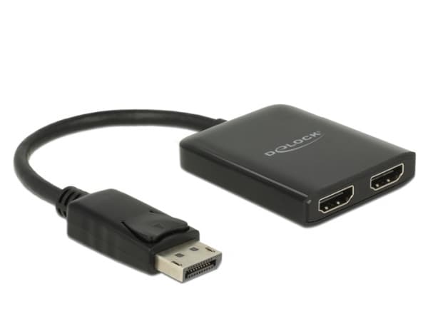 Delock Displayport 1.2 Splitter 1 x Displayport in > 2 x HDMI out 4K 30 Hz - Video/audiosplitter - 2 x HDMI - skrivbordsmodell